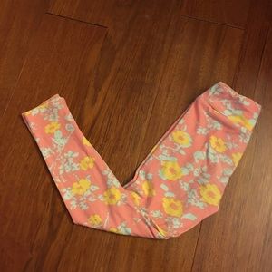 LuLaRoe kids leggings - S/M pink floral
